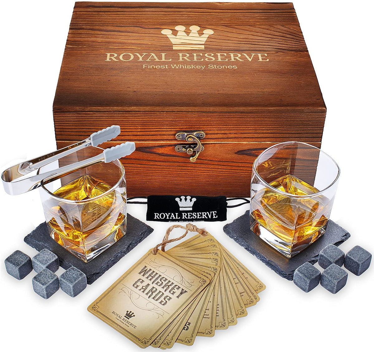  Bullet Whiskey Stones Gift Set by Royal Reserve  Artisan  Crafted Chilling Rocks Scotch Bourbon Glasses and Coasters – Gift for  Ranger Police Hunter Guy Men Dad Boyfriend Anniversary or Retirement