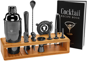 skræmt Mos eksotisk Cocktail Mixology Shaker Set Black Gun Metal - 16-Piece Bartender Set –  Royal Reserve